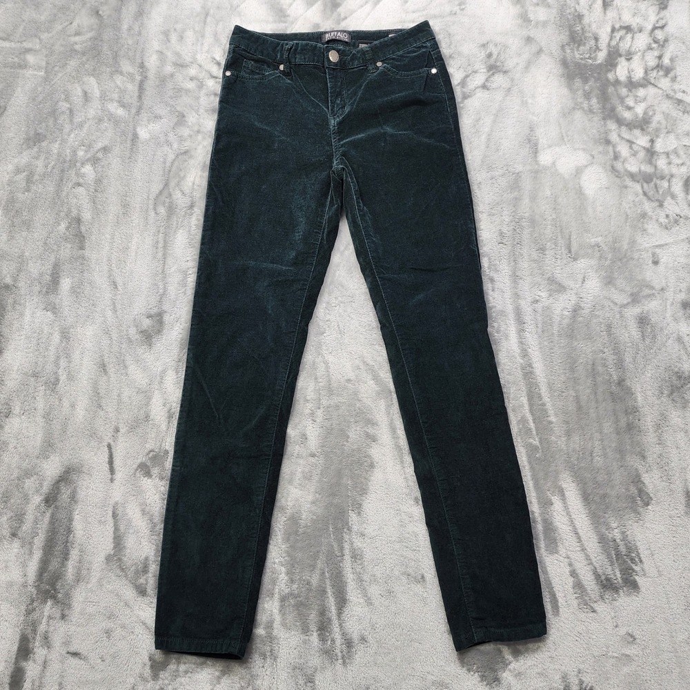 Buffalo David Bitton Jeans Womens 4/27 Green Velvet Marvel Mid Rise Skinny Ankle